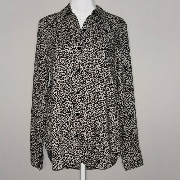 BeachLunchLounge Cheetah Print Button-down Shirt Size S/P - Picture 1 of 6